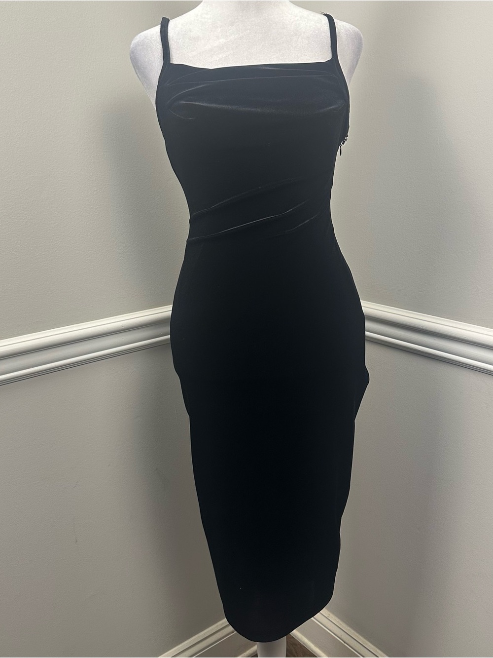 1. State Black Midi Velvet Sheath Dress XS NWTS